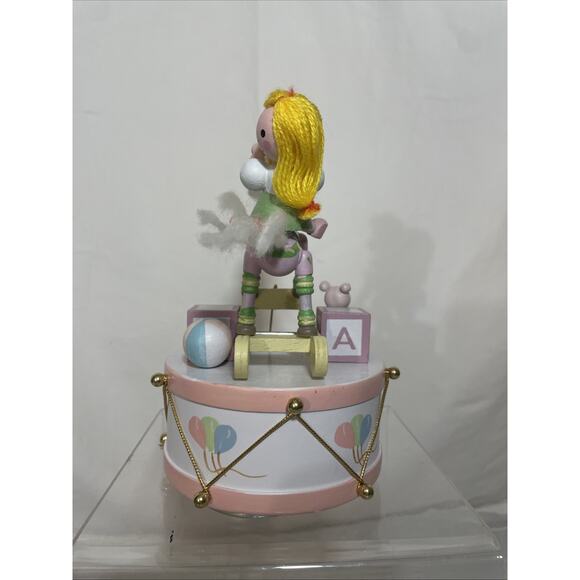 Babes In Toyland Music Box Pink With Blonde Girl Riding Rocking Horse NWOT Mint - Picture 2 of 13